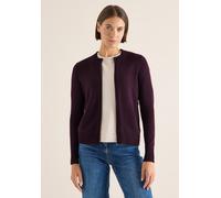 Cardigan CECIL, Damen, Gr. XXL (46), eggplant rot melange, Strick, Obermaterial: 37% Baumwolle, 34% Polyacryl, 26% Polyester, 3% Elasthan, meliert, regular fit normal, Rundhals, Rippbündchen, Strickja