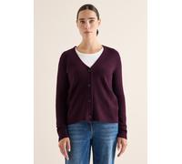 Cardigan CECIL, Damen, Gr. XXL (46), eggplant rot, Web, 37% Baumwolle, 34% Polyacryl, 26% Polyester, 3% Elasthan, unifarben, normal normal, V-Ausschnitt, abgesteppt, Strickjacken, aus Feinstrick (4758