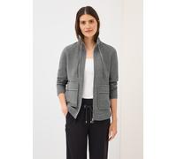 Cardigan CECIL, Damen, Gr. XXL (46), grau (sporty grau melange), Web, 77% Baumwolle, 20% Polyester, 3% Elasthan, unifarben, normal normal, hoch geschlossener Ausschnitt, abgesteppt, Strickjacken, aus