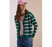 Cardigan CECIL, Damen, Gr. XXL (46), grün (schwarz fir grün melange), Stoff, 33% Polyester, 31% Polyacryl, 24% Baumwolle, 12% Polyamid, gestreift, comfort fit normal, V-Ausschnitt, Bündchen, Strickjac