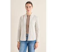 Cardigan CECIL, Damen, Gr. XXL (46), light greige, Web, 60% Baumwolle, 35% Polyester, 5% Elasthan, Strukturmuster, comfort fit normal, hoch geschlossener Ausschnitt, Bündchen, Strickjacken, mit Strukt