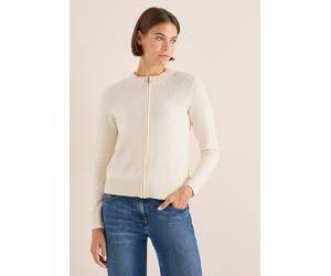 Cardigan CECIL, Damen, Gr. XXL (46), oat milk beige melange, Feinstrick, 37% Baumwolle, 34% Polyacryl, 26% Polyester, 3% Elasthan, unifarben, comfort fit normal, Rundhals, Bündchen, Strickjacken, im a