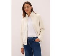 Cardigan CECIL, Damen, Gr. XXL (46), weiß (teddy vanilleweiß), Stoff, 100% Polyester, unifarben, normal normal, hoch geschlossener Ausschnitt, abgesteppt, Strickjacken, soft und weich (97256224-XXL) t