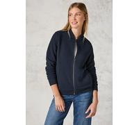 Cardigan CECIL, Damen, Gr. XXL46, blau (universal blau), Stoff, 75% Polyester, 21% Viskose, 4% Elasthan, Strukturmuster, normal normal, Rundhals, Bündchen, Strickjacken, mit Rundhalsausschnitt (549940