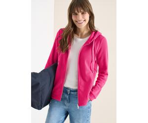 Cardigan CECIL, Herren, Gr. M (40), beetroot pink, Web, 80% Baumwolle, 15% Polyester, 5% Elasthan, unifarben, comfort fit normal, ohne Ausschnitt, Bündchen, Strickjacken, mit Kapuze (84252103-M) beetr