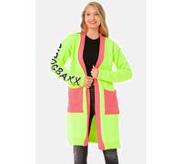 Cardigan CIPO & BAXX "Cipo & Baxx Stickjacke", Damen, Gr. S, grün (neongrün), Obermaterial: 50% Baumwolle CO. 50% Polyacryl PAN., uni, regular fit, V-Ausschnitt, Strickjacken, Im coolen Neon-Design, W