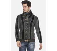 Cardigan CIPO & BAXX "Cipo & Baxx Strickjacke", Herren, Gr. S, grau (schwarz, grau), Obermaterial: 100% Polyacryl PAN., uni, regular fit, Rundhals, Strickjacken, mit Knopfleiste, CP215 (88832336-S) sc