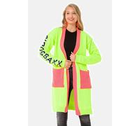 Cardigan CIPO & BAXX "Stickjacke", Damen, Gr. M, grün (neongrün), 50% Baumwolle, 50% Acryl, unifarben, Basic, regular fit, V-Ausschnitt, Ärmel ohne Ärmelschlitz, Strickjacken, Im coolen Neon-Design, W
