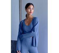 Cardigan COPENHAGEN STUDIOS, Damen, Gr. 40/42, blau, Rippstrick, Obermaterial: 50% Viskose, 28% Polyester, 22% Nylon, unifarben, figurumspielend hüftlang, weit normaler Saum, Strickjacken, aus hochwer