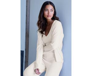 Cardigan COPENHAGEN STUDIOS, Damen, Gr. 48/50, creme, Rippstrick, Obermaterial: 50% Viskose, 28% Polyester, 22% Nylon, unifarben, figurumspielend hüftlang, weit normaler Saum, Strickjacken, aus hochwe