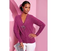Cardigan CREATION L, Damen, Gr. 36, lila (erika), 75% Polyamid, 15% Viskose, 10% Polyester, unifarben, Strickjacken (58967852-36) erika