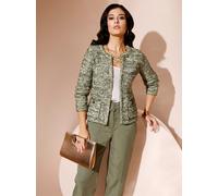 Cardigan CREATION L, Damen, Gr. 40, grün (ecru, khaki, gemustert), 55% Baumwolle, 30% Polyacryl, 15% Polyamid, gemustert, mehrfarbig, Strickjacken (35337621-40) ecru, khaki, gemustert