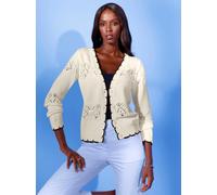 Cardigan CREATION L, Damen, Gr. 44, beige (ecru), 50% Baumwolle, 50% Polyacryl, gemustert, mehrfarbig, Strickjacken (13822844-44) ecru