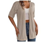 Cardigan Damen 3/4 Ärmel, Leichte Strickjacke Damen, Jacke Frühling Dünne Strick Sommerjacke Leicht Übergangsjacke, Strickjacken Für Damen Elegant Kimono Sexy Feinstrickjacke Einfarbig Allwetterjacke