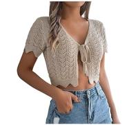 Cardigan Damen 3/4 Ärmel, Leichte Strickjacke Damen, Leichte Sommerjacke Strick Übergangsjacke Dünne Jacke Frühling Strickjacken Für Damen Elegant Feinstrickjacke Einfarbig Kimono Sexy Kurzmantel