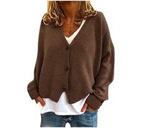 Cardigan Damen Casual Leichte Bequem Knopfleiste Damenstrickjacke Cardigan Strickjacke Kurz Langarm Retro Strickmantel Strickjacken Elegant Herbst Winter Strickcardigan Pullover