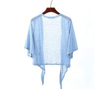 Cardigan Damen,Damen Strickjacken Sommer Hellblauer Chiffon Unregelmäßiger Saum Leichte Lässige Kurzarm Offene Vorderseite Kurzer Umhang Kurz Geschnittene Strickjacken Schalbluse Sheer Bikini Bea