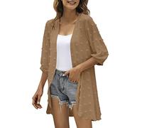 Cardigan Damen elegant festlich lang Chiffon， dünne Sommerjacke Damen lang Cardigan Open Front Bolero Leicht Casual Strickjacke Loose Langarm Strandtunika Sommer Beach Cover Up Tops/Sommerjacke
