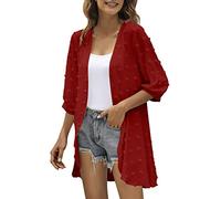 Cardigan Damen elegant festlich lang Chiffon， dünne Sommerjacke Damen lang Cardigan Open Front Bolero Leicht Casual Strickjacke Loose Langarm Strandtunika Sommer Beach Cover Up Tops/Sommerjacke