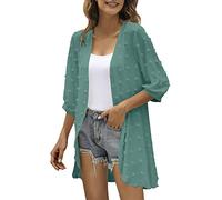 cardigan damen elegant festlich lang chiffon， dünne sommerjacke damen lang Cardigan Open Front Bolero Leicht Casual Strickjacke Loose Langarm Strandtunika Sommer Beach Cover Up Tops/Sommerjacke