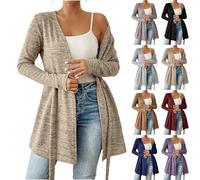 Cardigan Damen Elegant Kaschmir Strickjacke Cover Up Longstrickjacke Open Front Strickjacken für Frauen Lang Feinstrickjacke Winter Leichte Sweater Jacke Einfarbig Langarm Übergangsjacke Outwear