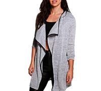 Cardigan Damen Lang Frühling Herbst Freizeit Longsleeve Offener Strickjacke Elegante Festlich Relaxed Fashion Übergang Jacket Outwear (Color : Grau, Size : L)