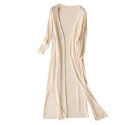 Cardigan Damen Lang Leinen - Damen-Jacken Frühling Übergangsmantel Langarm Strickjacke Einfarbig Langarm Elegant Leicht-Sommerjacke Große Größen Open Front Strickjacke Bikini Cover Up Übergangsjacken