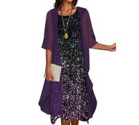 Cardigan Damen,Lange Chiffon Sarongs Für Damen Strandmode Leichte Maxi Tops mit Transparentem Schal Lässig Elegant Boleros Strandüberzüge Kleid Überzug Abendkleid Hochzeit Dunkelviolett 3XL