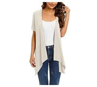 Cardigan Damen Sommer Leicht | Strickjacken Für Damen Kurzarm | Sommerjacke Leicht Große Größen Damenjacken Elegant Bluse Unregelmäßige Übergangsjacke Einfarbig Dünne Jacke Strand Sommer Kimono