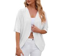 Cardigan Damen Sommer, Strickjacke Damen 3/4 Ärmel, Jacke Frühling Dünne Strick Sommerjacke Leicht Übergangsjacke, Strickjacken Für Damen Elegant Kimono Sexy Feinstrickjacke Einfarbig Sommermantel