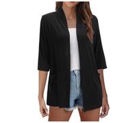 Cardigan Damen Sommer, Strickjacke Damen 3/4 Ärmel, Übergangsjacke Strick Jacke Frühling Leichte Sommerjacke, Strickjacken Für Damen Einfarbig Kimono Sexy Feinstrickjacke Elegant Bolero Jäckchen