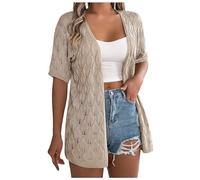Cardigan Damen Sommer, Strickjacke Damen 3/4 Ärmel, Vorne Offen Einfarbig Strick Übergangsjacke Dünne Sommerjacke Leicht Jacke Frühling Strickjacken Für Damen Feinstrickjacke Elegant Kimono Sexy