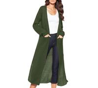 Cardigan Damen Sommer, Strickjacke Damen Lang, Langarm Übergangsjacke Frühling Longstrickjacke Leichte Sommerjacke Open Front Regular Fit Strickjacken Für Damen Sommermantel Strick Jäckchen Classic