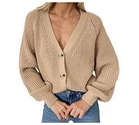 Cardigan Damen, Strickjacke Damen Kurz Elegant, Regular Fit Einfarbig Übergangsjacke Strick Jacke Frühling Langarm Leichte Sommerjacke, Übergangsmantel Bolero Jäckchen Klassiker Strickjacken Für Damen