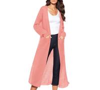 Cardigan Damen, Strickjacke Damen Lang Elegant, Jacke Frühling Dünne Sommerjacke Leicht Langarm Strickjacken Für Damen, Open Front Einfarbig Basic Damen Jacke Sommer Leicht Longstrickjacke