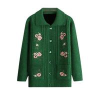 Cardigan Damen,Strickjacke für Alte Damen mit Knöpfen Vintage Jacquard Strickwaren für Ältere Warmer Winterpullover Weicher Bequemer Oma Kleidungsmantel Jacke Geschenke für Alte
