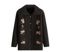 Cardigan Damen,Strickjacke für Alte Damen mit Knöpfen Vintage Jacquard Strickwaren für Ältere Warmer Winterpullover Weicher Bequemer Oma Kleidungsmantel Jacke Geschenke für Alte