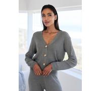 Cardigan FRENCH CONNECTION "- Loungejacke - Strickjacke", Damen, Gr. 48, grau, Feinstrick, Obermaterial: 40% Viskose, 30% Polyacryl, 30% Polyester, unifarben, figurbetont hüftlang, V-Ausschnitt, elast