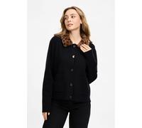 Cardigan FRIEDA & FREDDIES "Frieda & Freddies Strickjacke mit Leo-Fake-Fur-Kragen", Damen, Gr. 36, schwarz, 49% Viskose, 27% Polyester, 24% Polyamid, Strickjacken (94228556-36) schwarz