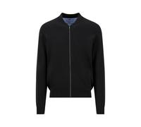 Cardigan FYNCH-HATTON, Herren, Gr. L, schwarz, Strick, Obermaterial: 100% Baumwolle, bestickt, unifarben, regular fit hüftbedeckend, V-Ausschnitt, Flachstrickbündchen, Strickjacken, mit Reißverschluss