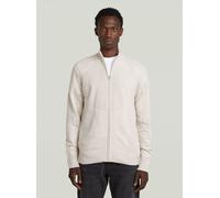 Cardigan G-STAR "3D Biker Full Zip Knit", Herren, Gr. L, beige (weißbait, dk brick), Obermaterial: 50% Baumwolle, 50% Polyacryl, Strickjacken (60876535-L) weißbait, dk brick