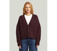 Cardigan G-STAR "Cable Cropped Cardi Knit", Herren, Gr. XXS, maroon, Obermaterial: 100% Wolle, Strickjacken (34644728-XXS) maroon