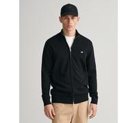 GANT Herren Strickjacke - CASUAL COTTON ZIP CARDIGAN, Stehkragen, Baumwolle Schwarz 3XL