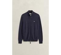 Cardigan GANT "SUPERFINE LAMBSWOOL", Herren, Gr. M, blau (schwarz navy melange), Strick, Obermaterial: 100% Wolle, normal, Rippbündchen, Strickjacken, Reißverschluss, aus Wolle, regular fit (20255628-