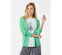Strickjacke GOLDNER "Offene Strickjacke in Kurzform", Damen, Gr. 44, grün (jadegrün), Obermaterial: 60% Viskose CV. 40% Baumwolle CO., Rollkante, Strickjacken Strickjacke, keine/nicht relevant (772849