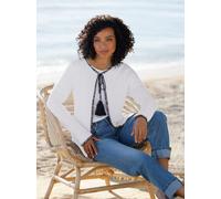 Cardigan HEINE, Damen, Gr. 34, weiß, schwarz, 50% Baumwolle, 50% Polyacryl, gemustert, mehrfarbig, Strickjacken (20880009-34) weiß, schwarz