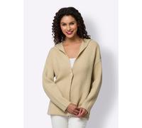 Cardigan HEINE, Damen, Gr. 36, beige (sand), 49% Polyacryl, 27% Polyester, 14% Polyamid, 6% Wolle, 4% Elasthan, meliert, unifarben, Strickjacken (43618160-36) sand