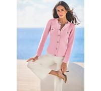 Cardigan HEINE, Damen, Gr. 44, rosé, 100% Baumwolle, unifarben, Strickjacken (30140044-44) rosé