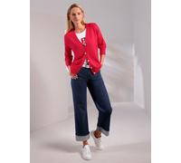 Cardigan HEINE, Damen, Gr. 48, erdbeere, 50% Viskose, 28% Polyester, 22% Polyamid, unifarben, Strickjacken (84131048-48) erdbeere