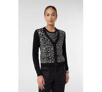 Cardigan im Materialmix mit Leo-Print schwarz|grau 40